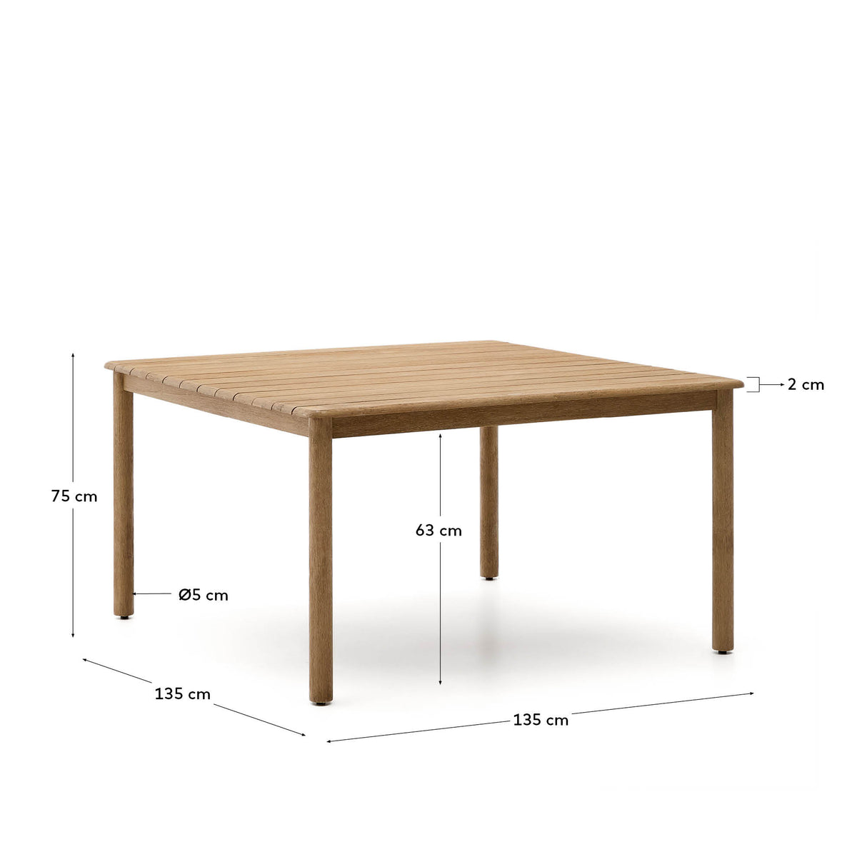 Tisch Sori aus massivem Akazienholz, 135 x 135 cm, FSC 100 % - ZEN ZONE Furniture