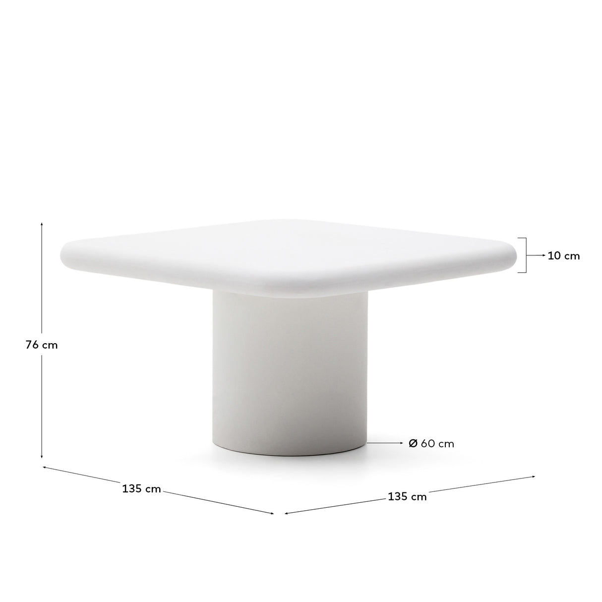 Tisch Addaia aus weißem Zement 135 x 135 cm - ZEN ZONE Furniture
