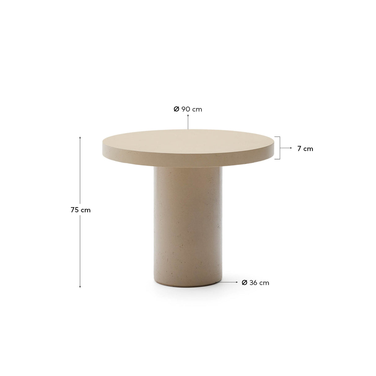 Runder Tisch Aiguablava aus Zement in Beige Ø 90 cm - ZEN ZONE Furniture