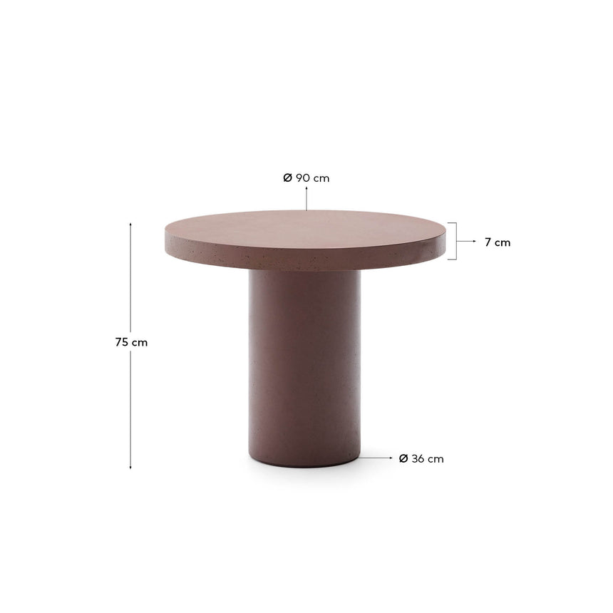 Runder Tisch Aiguablava aus Zement in Terrakotta Ø 90 cm - ZEN ZONE Furniture