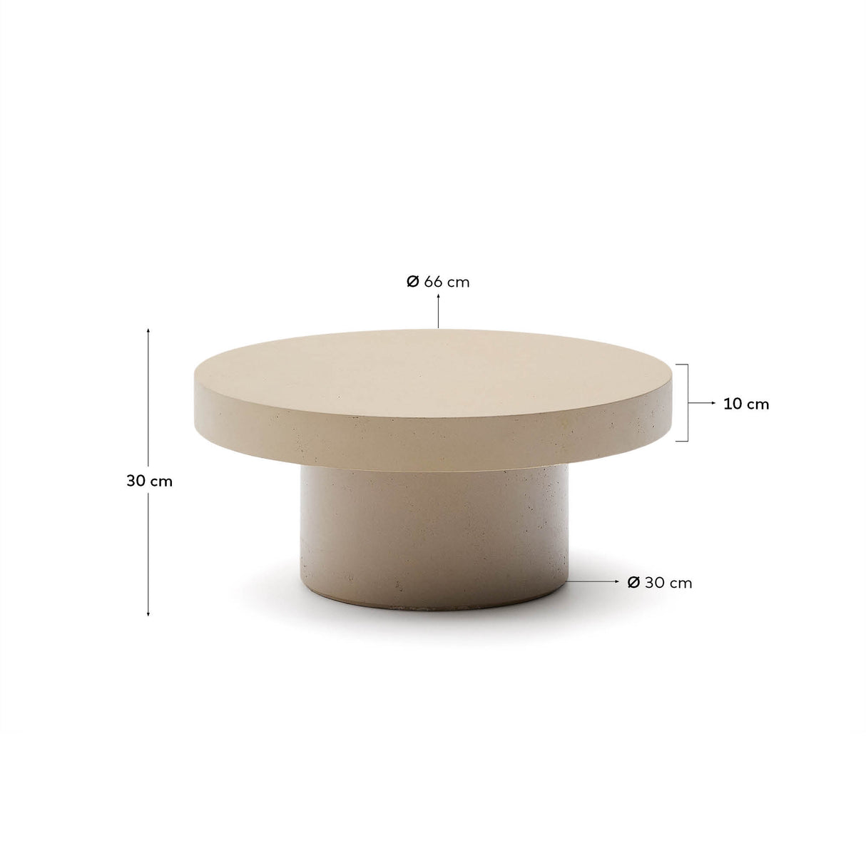 Couchtisch Aiguablava aus Zement in Beige Ø 66 cm - ZEN ZONE Furniture