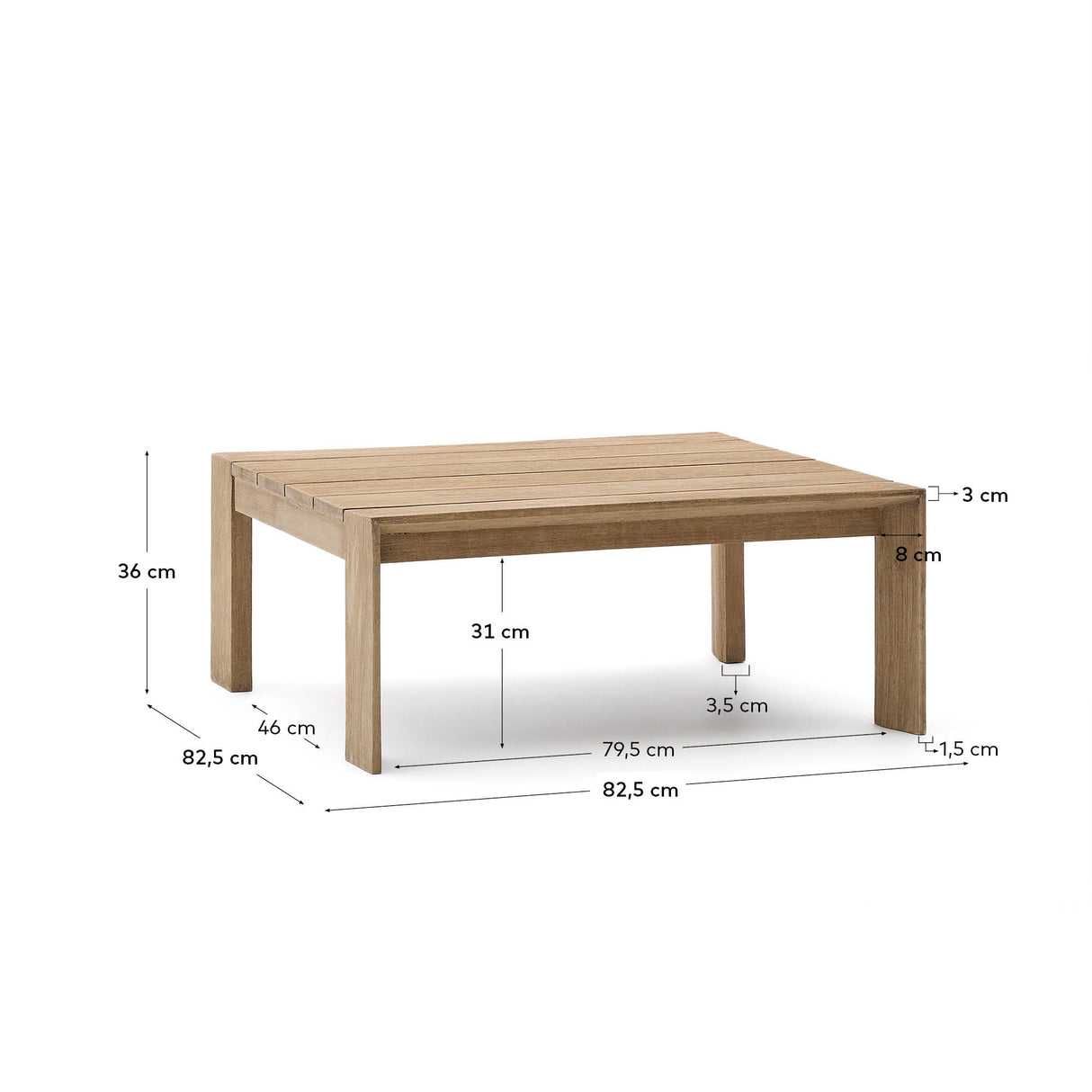 Couchtisch Ambra aus massivem Akazienholz mit hellem Finish 82,5 x 82,5 cm FSC 100% - ZEN ZONE Furniture