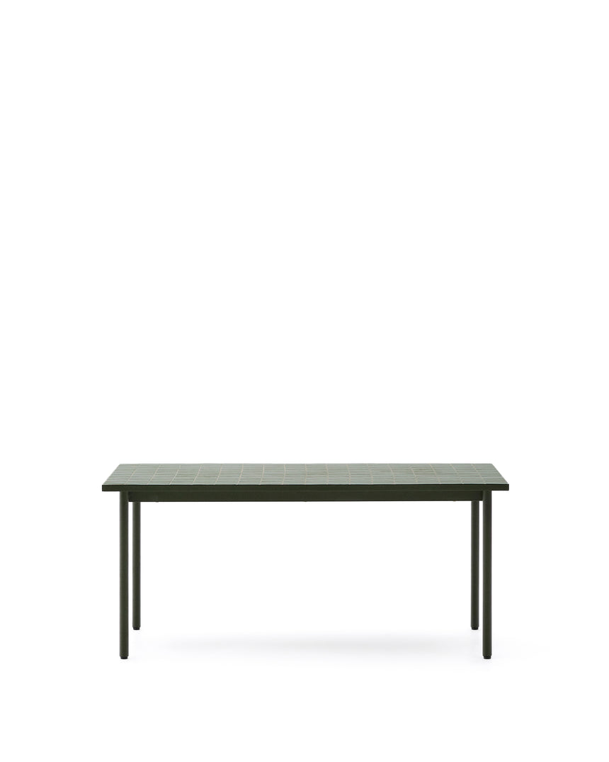 Outdoor-Tisch Maurina aus grün verzinktem Stahl und grünen Kacheln 182 x 91 cm - ZEN ZONE Furniture