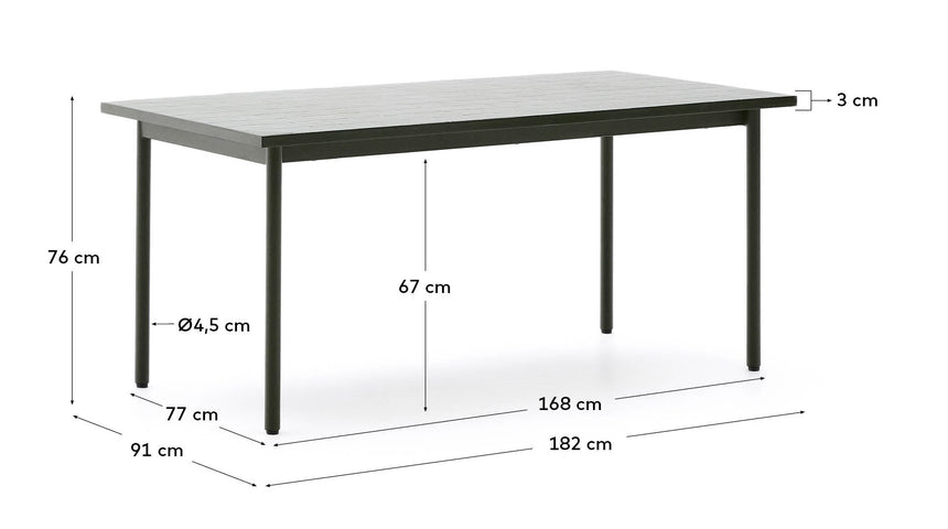 Outdoor-Tisch Maurina aus grün verzinktem Stahl und grünen Kacheln 182 x 91 cm - ZEN ZONE Furniture