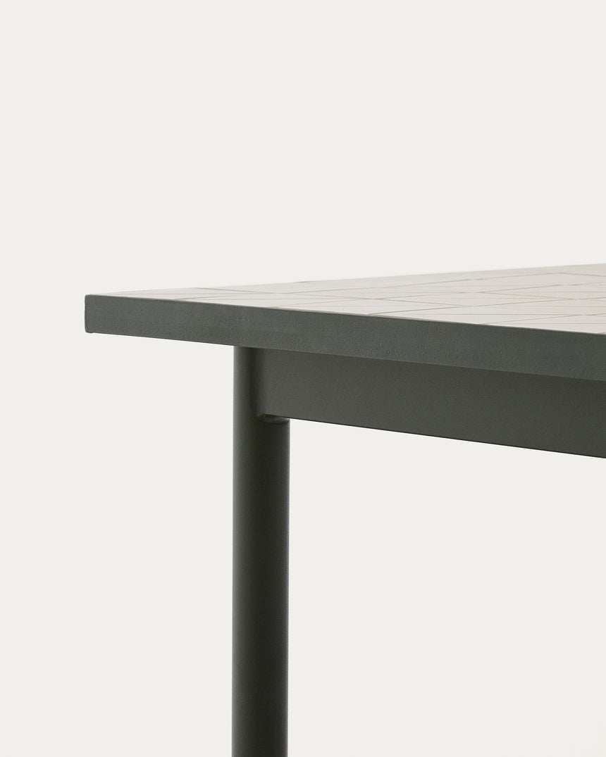 Outdoor-Stuhl Maurina aus grün verzinktem Stahl mit Kacheln in der Farbe Écru 223 x 101 cm - ZEN ZONE Furniture
