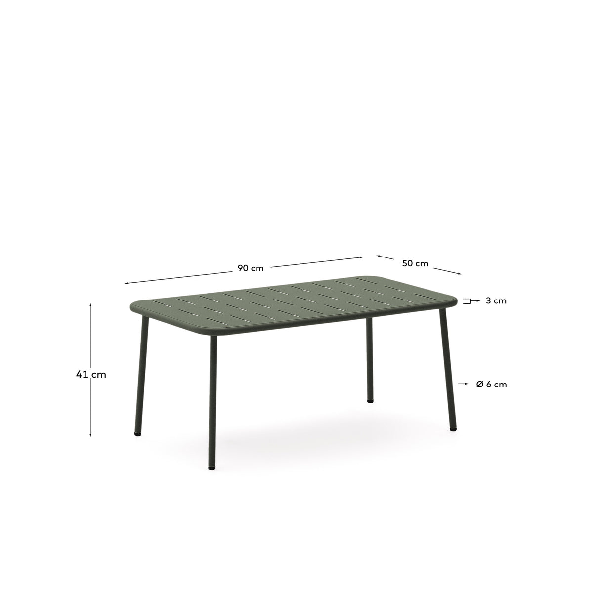 Couchtisch Zivia aus grün verzinktem Stahl 90 x 50 cm - ZEN ZONE Furniture
