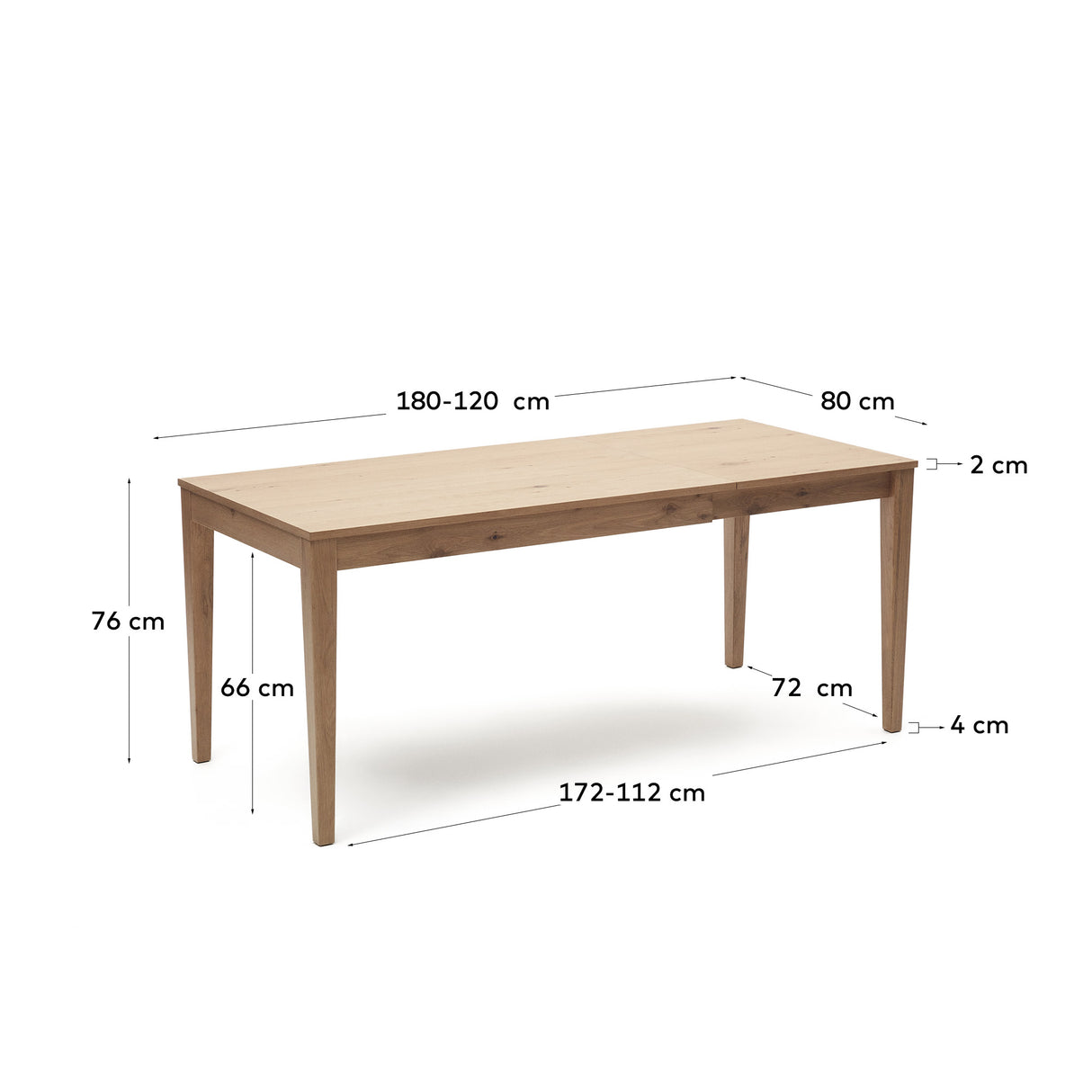 Yain Ausziehtisch aus Eichenfurnier und massiver Eiche 120 (180) x 80 cm - ZEN ZONE Furniture