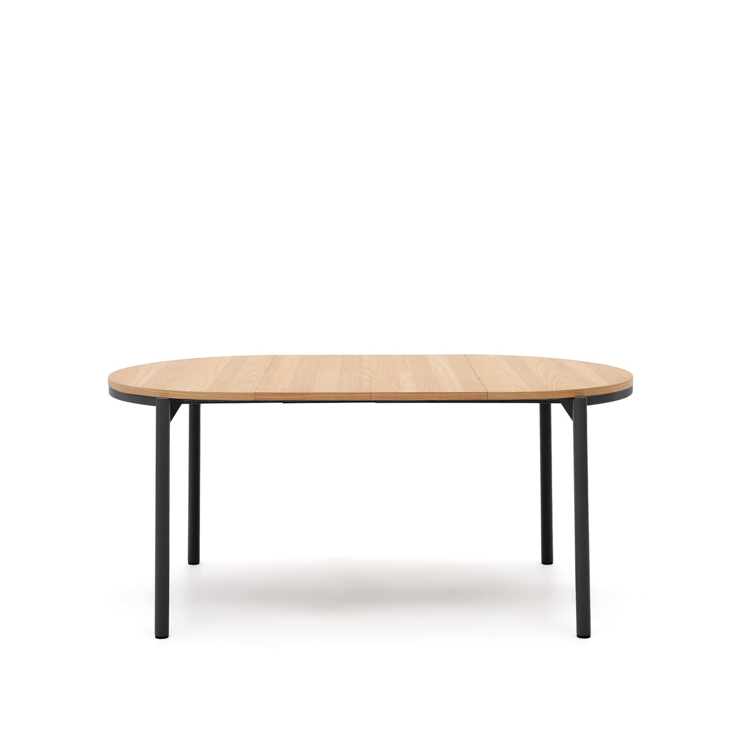 Montuiri Ausziehtisch rund Eichenfurnier und Stahlbeine schwarzes Finish Ø90(130) cm - ZEN ZONE Furniture