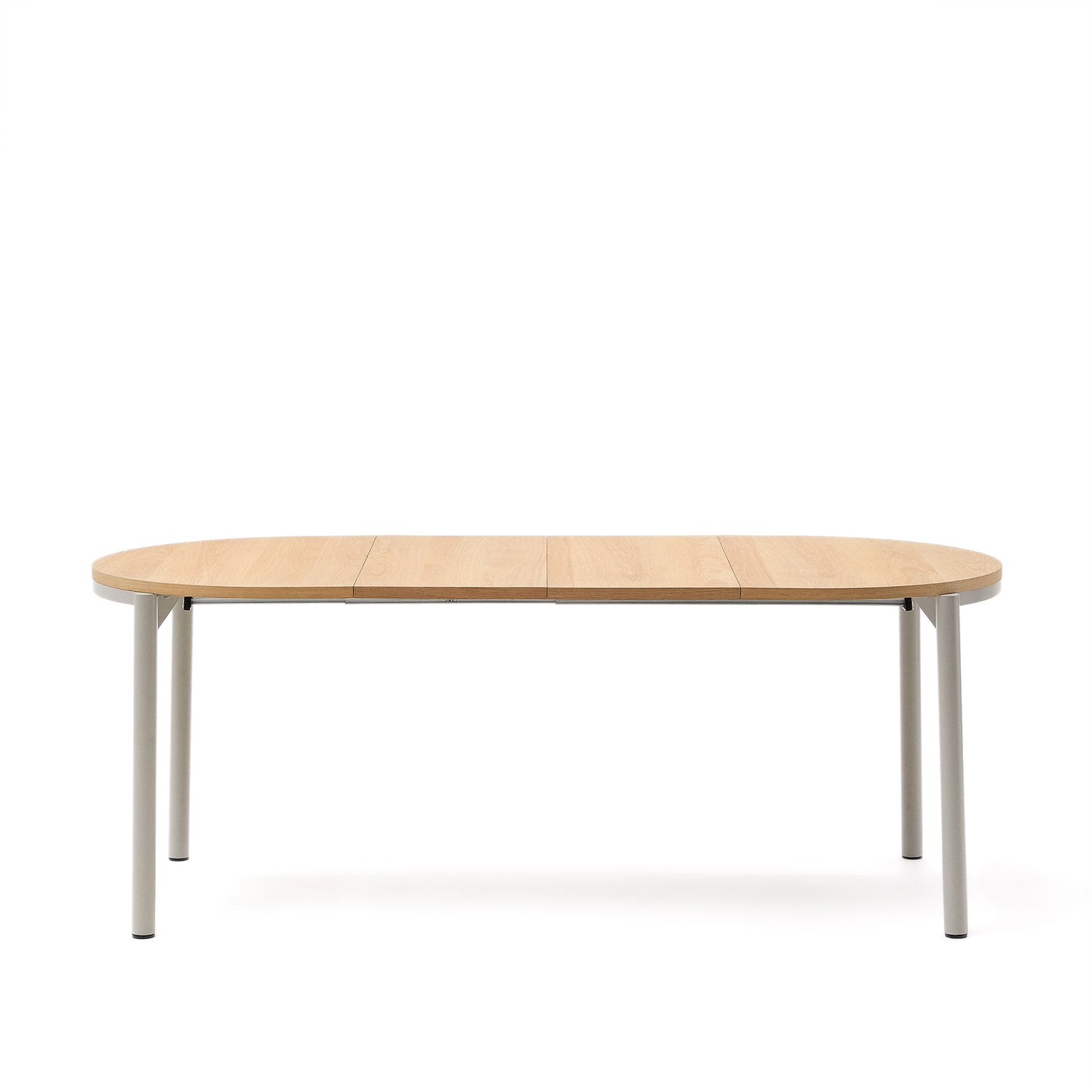 Montuiri Ausziehtisch rund Eichenfurnier und Stahlbeine graues Finish 120(160) x 90 cm - ZEN ZONE Furniture