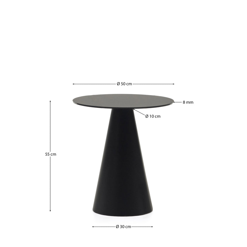 Wilshire Beistelltisch aus getempertem Glas und Metall mit Finish in Mattschwarz Ø 50 cm - ZEN ZONE Furniture