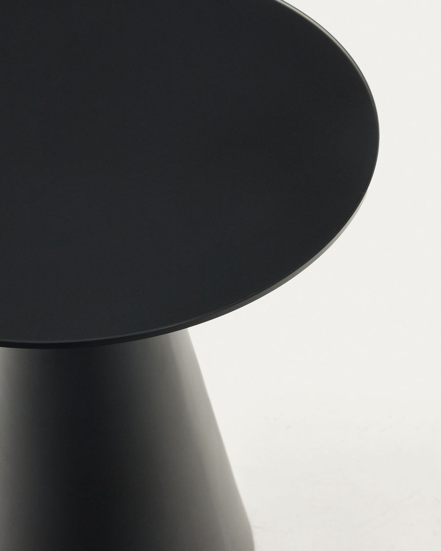 Wilshire Beistelltisch aus getempertem Glas und Metall mit Finish in Mattschwarz Ø 50 cm - ZEN ZONE Furniture