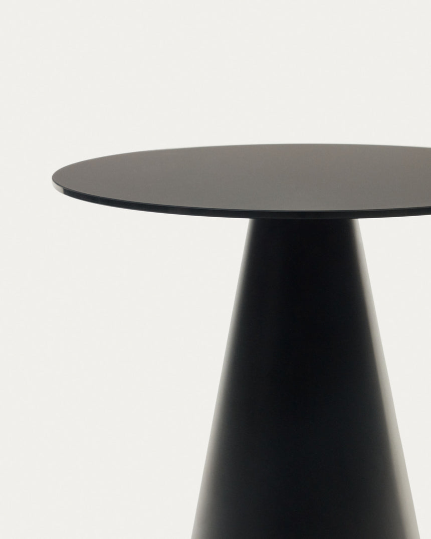 Wilshire Beistelltisch aus getempertem Glas und Metall mit Finish in Mattschwarz Ø 50 cm - ZEN ZONE Furniture