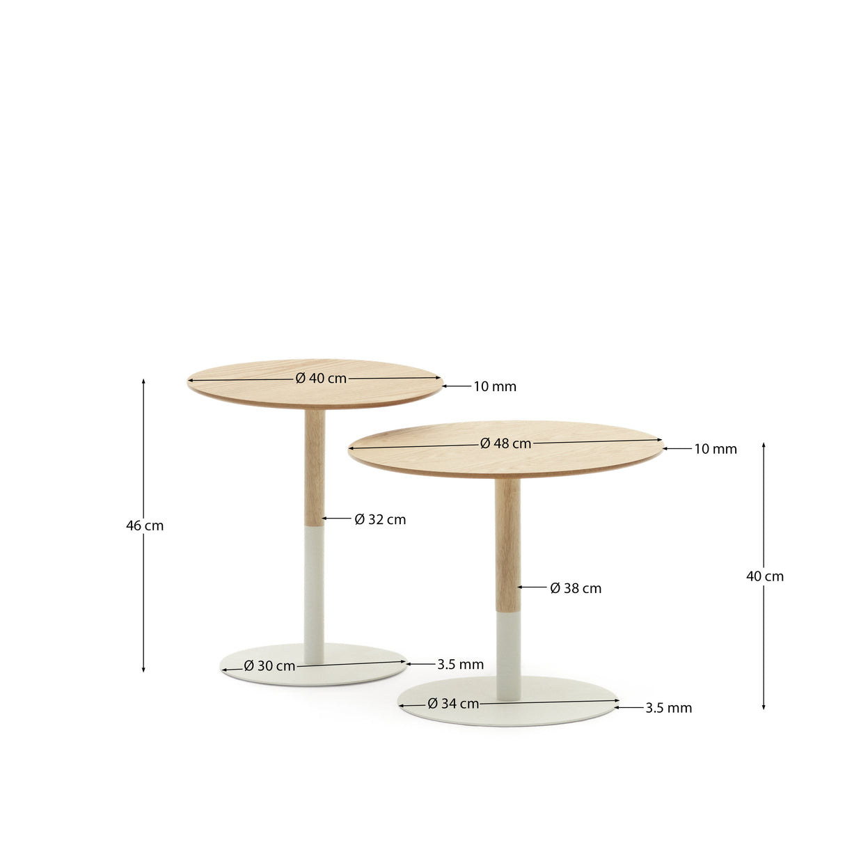 Watse 2-Set runde Beistelltischen Ø 40 cm/Ø 48 cm - ZEN ZONE Furniture