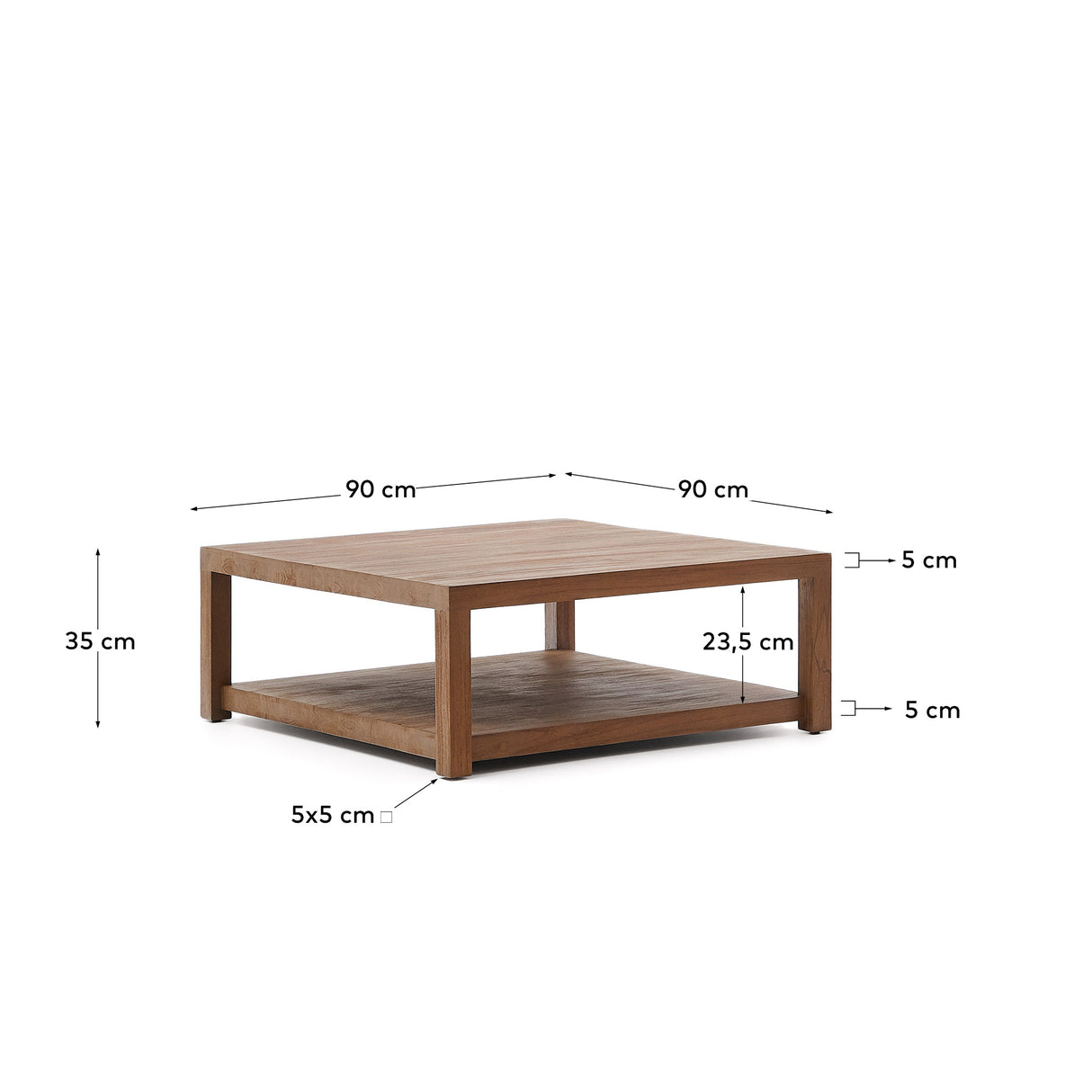 Sashi Beistelltisch aus massivem Teakholz 90 x 90 cm - ZEN ZONE Furniture