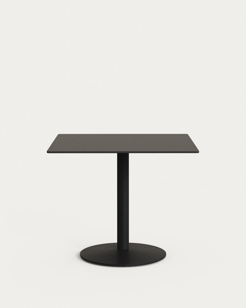 Esilda Outdoor-Tisch schwarz mit schwarz lackiertem Metallgestell 90 x 90 x 70 cm - ZEN ZONE Furniture
