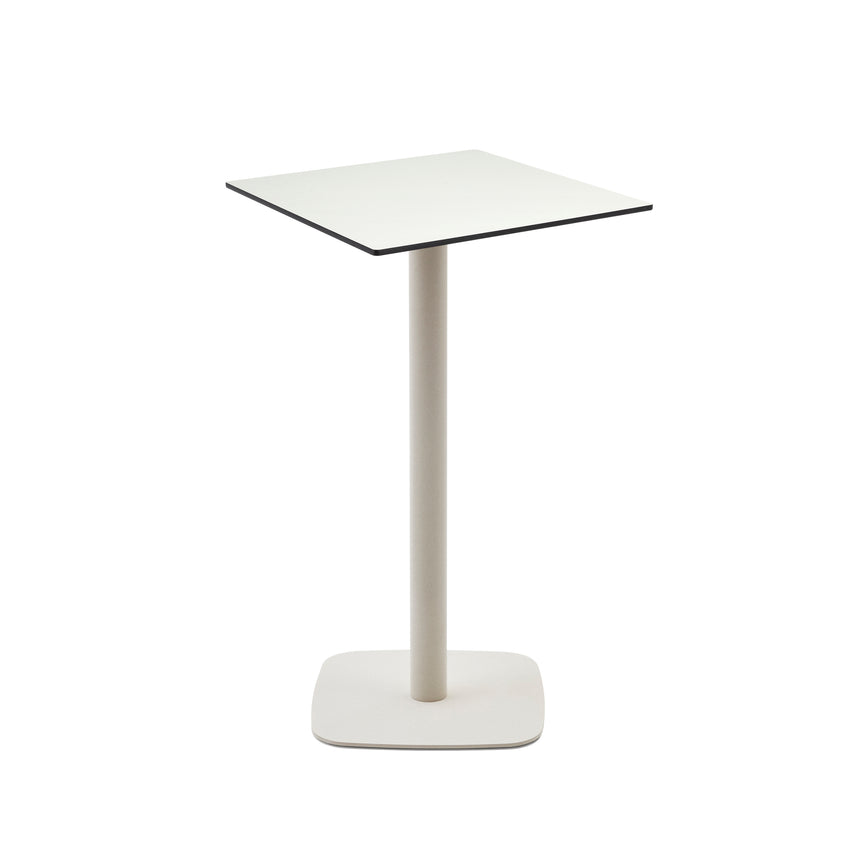 Dina Outdoor Stehtisch weiß mit weiß lackiertem Metallbein 60x60x96 cm - ZEN ZONE Furniture
