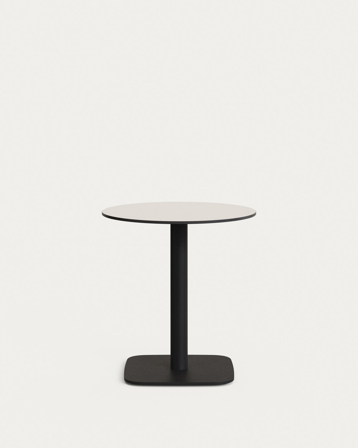 Runder Outdoor-Tisch Dina weiß mit schwarz lackiertem Metallbein Ø 68x70 cm - ZEN ZONE Furniture