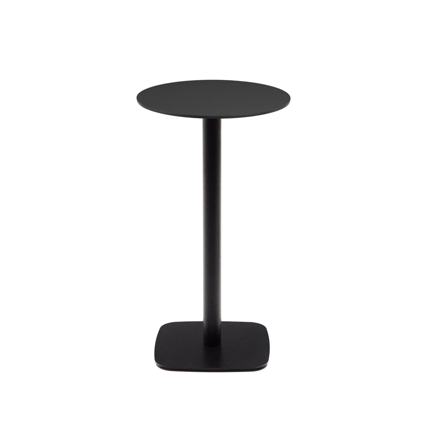 Dina hoher runder Outdoor-Tisch schwarz mit schwarz lackiertem Metallgestell Ø 60x96 cm - ZEN ZONE Furniture