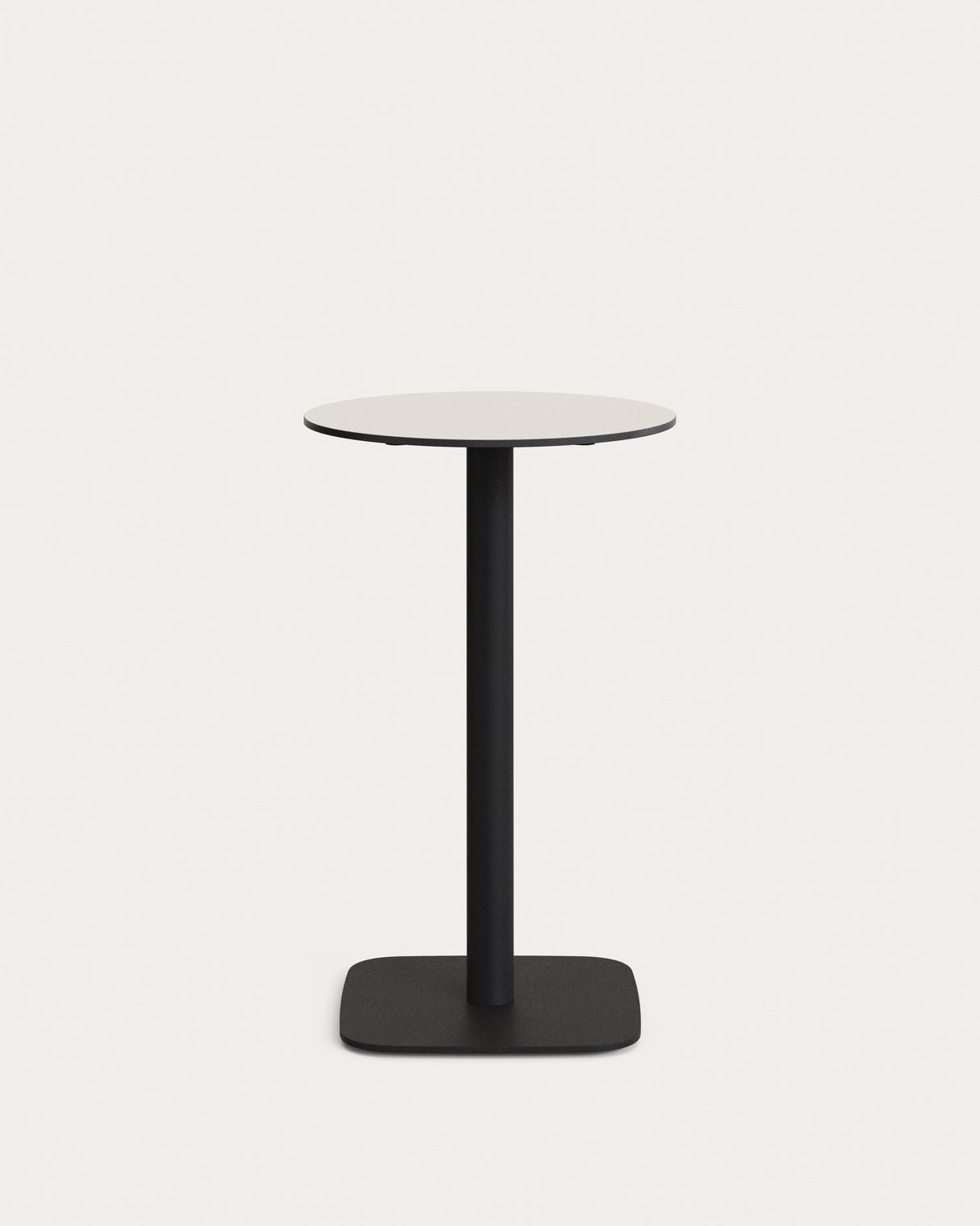 Dina weißer runder hoher Outdoor-Tisch mit schwarz lackiertem Metallbein Ø60x96 cm - ZEN ZONE Furniture