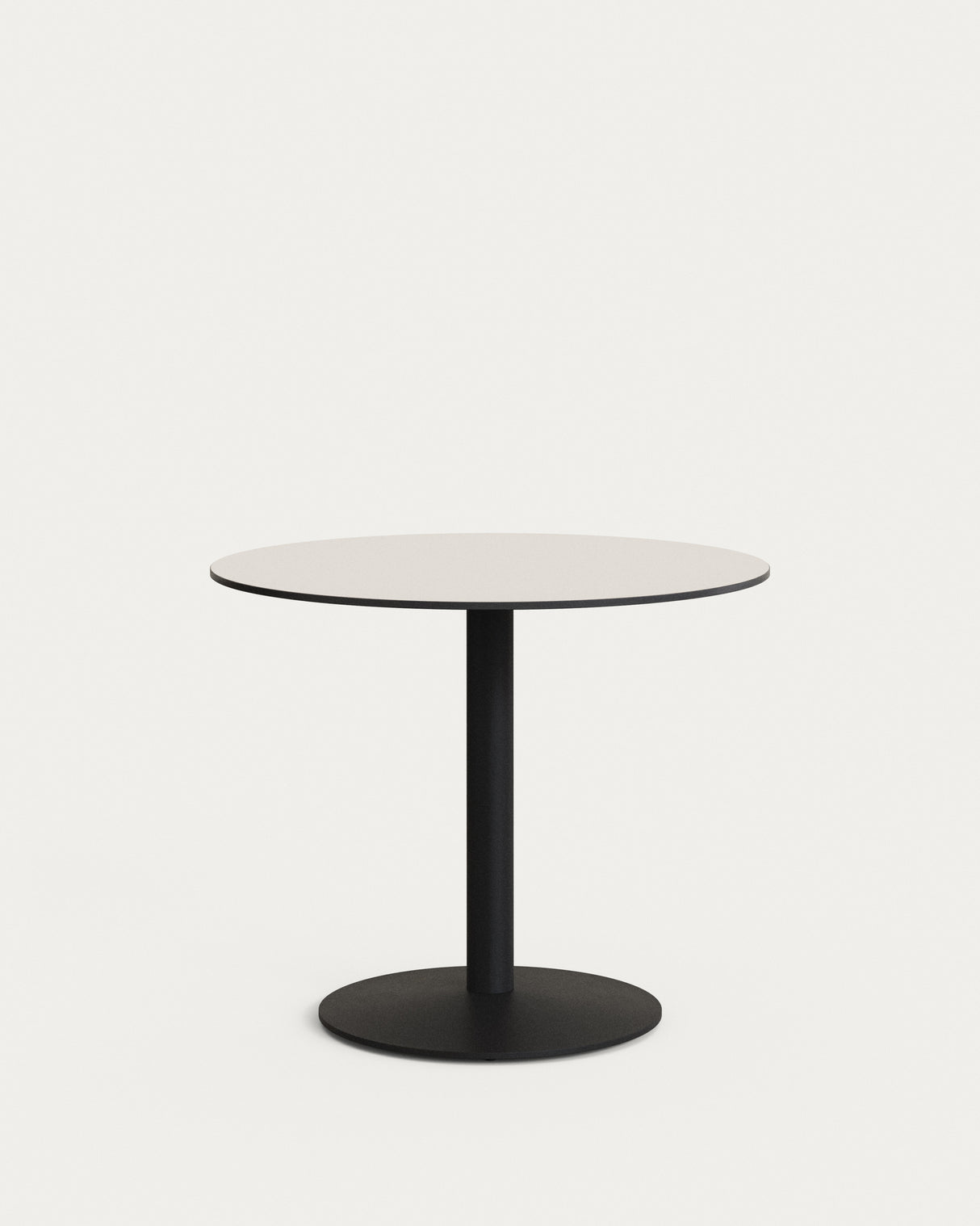 Runder Outdoor-Tisch Esilda weiß mit schwarz lackiertem Metallbein Ø 90 x 70 cm - ZEN ZONE Furniture