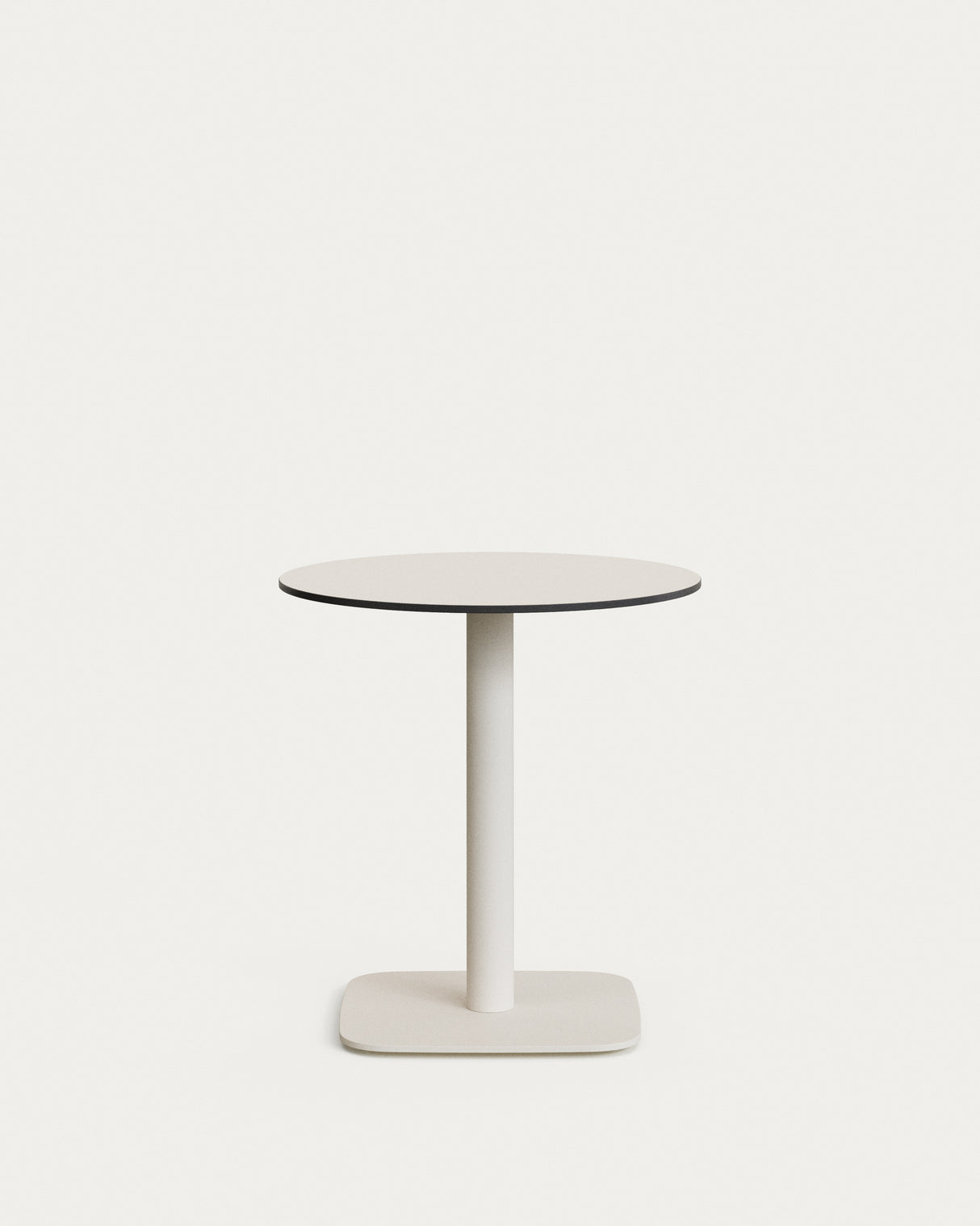 Runder Outdoor-Tisch Dina weiß mit weiß lackiertem Metallbein Ø 68x70cm - ZEN ZONE Furniture