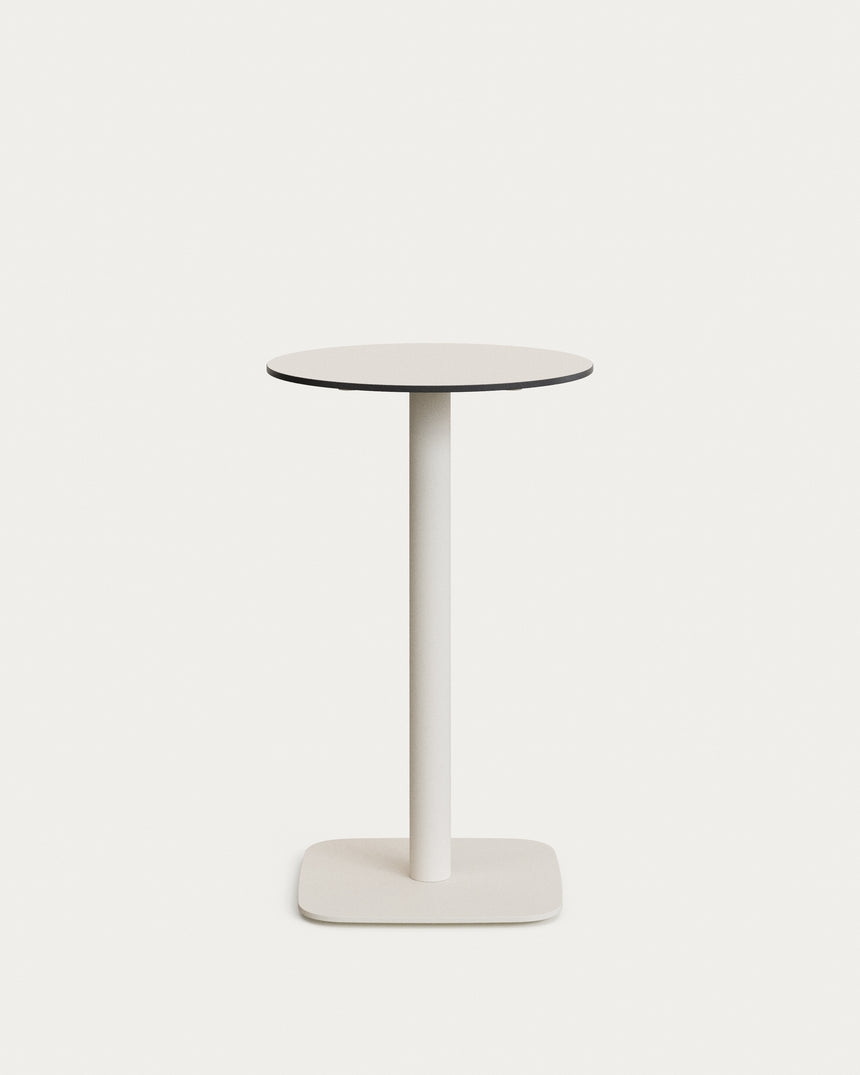 Dina runder hoher Outdoor-Tisch weiß Metallbein weiß lackiert Ø 60 x 96 cm - ZEN ZONE Furniture