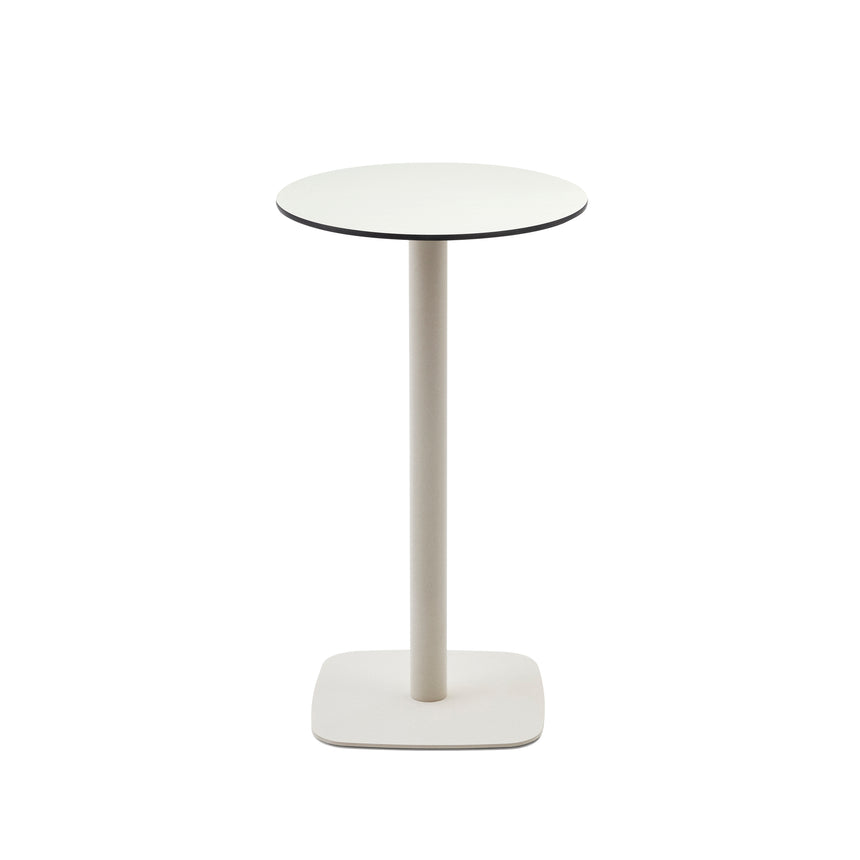 Dina runder hoher Outdoor-Tisch weiß Metallbein weiß lackiert Ø 60 x 96 cm - ZEN ZONE Furniture