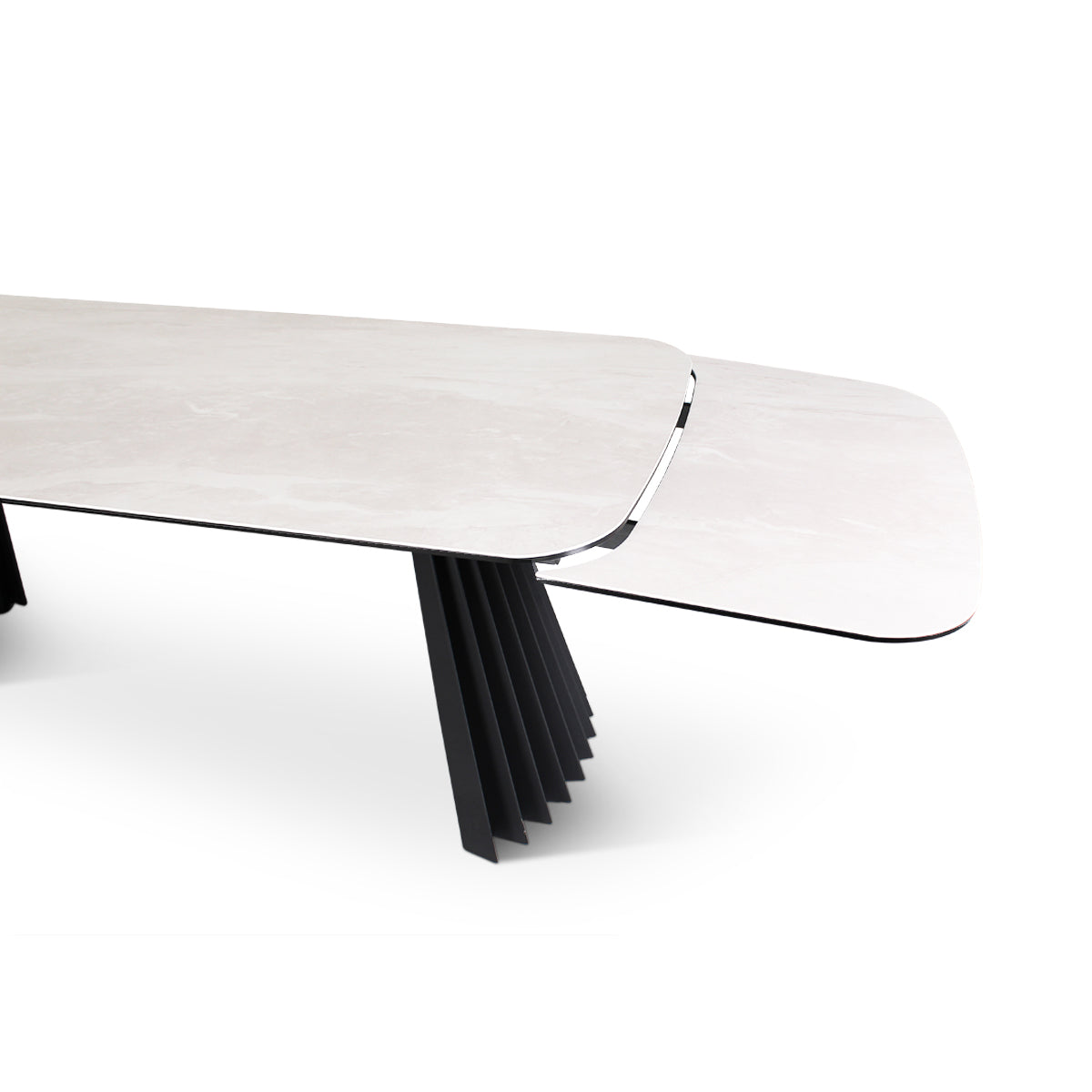 Verlängerungstisch PAYA Keramik beige, anthrazitfarbene Metallbeine 200-300 cm - ZEN ZONE Furniture