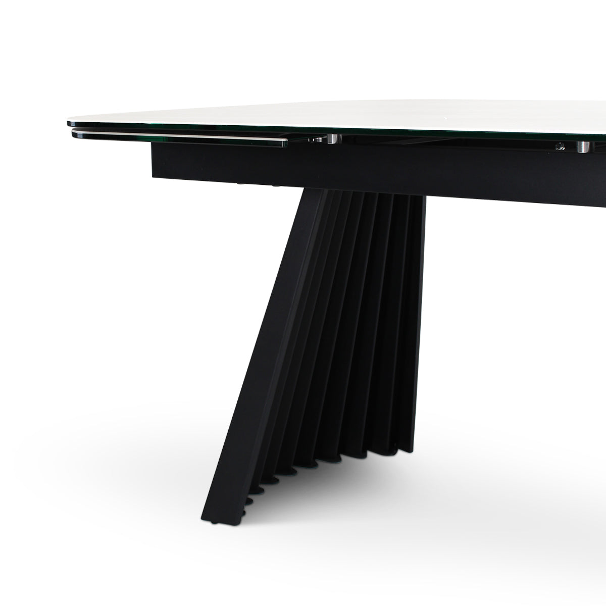 Verlängerungstisch PAYA Keramik beige, anthrazitfarbene Metallbeine 200-300 cm - ZEN ZONE Furniture