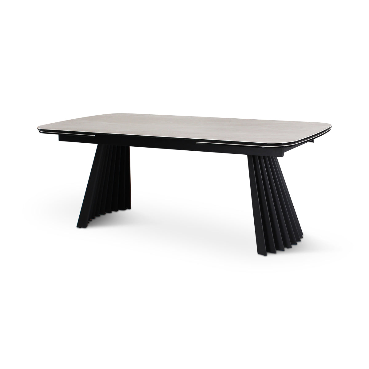 Verlängerungstisch PAYA Keramik beige, anthrazitfarbene Metallbeine 200-300 cm - ZEN ZONE Furniture