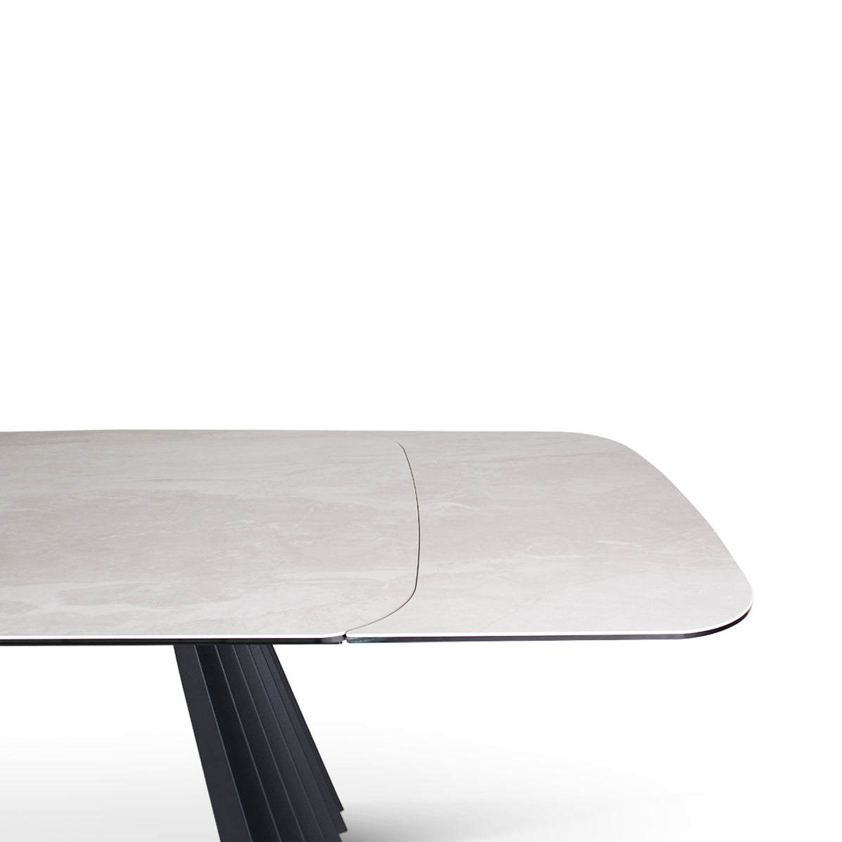 Verlängerungstisch PAYA Keramik beige, anthrazitfarbene Metallbeine 200-300 cm - ZEN ZONE Furniture