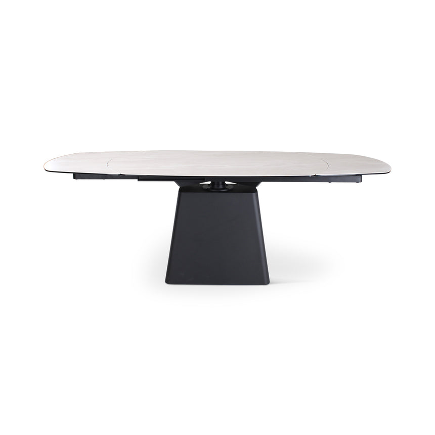Verlängerungstisch PICO Keramik Beige, anthrazitfarbene Metallbeine 140-220 cm - ZEN ZONE Furniture