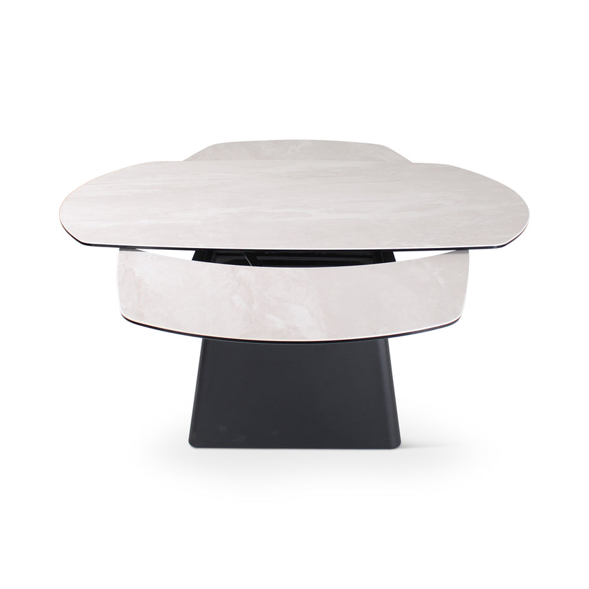 Verlängerungstisch PICO Keramik Beige, anthrazitfarbene Metallbeine 140-220 cm - ZEN ZONE Furniture