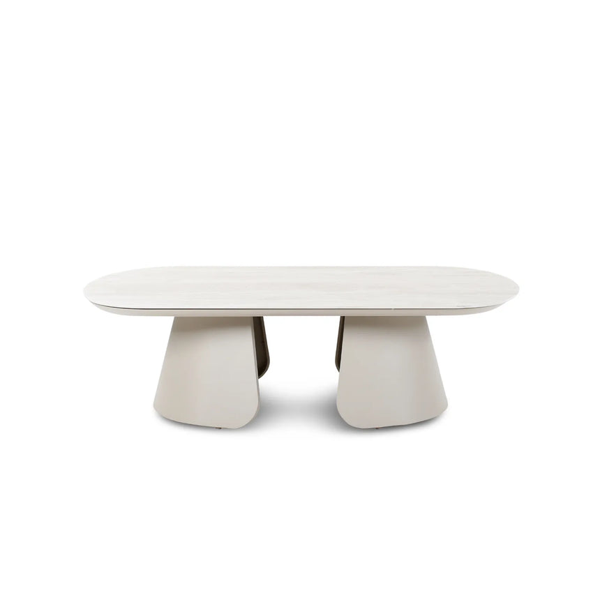 Gartentisch Mikos aus Aluminium steinfarbend, 130x70x38 cm - ZEN ZONE Furniture