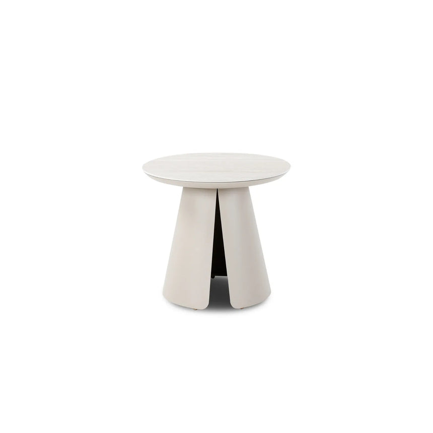 Garten Beistelltisch Mikos aus Aluminium steinfarbend, 55x55x50 cm - ZEN ZONE Furniture