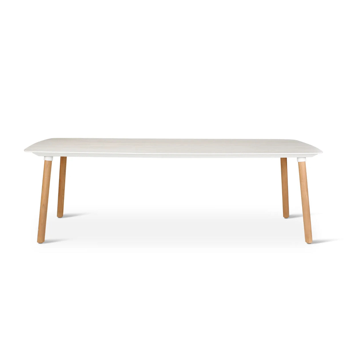 Gartentisch Romeo aus Teakholz und gesinterter Travertinstein in grau, 240x100x76 cm - ZEN ZONE Furniture