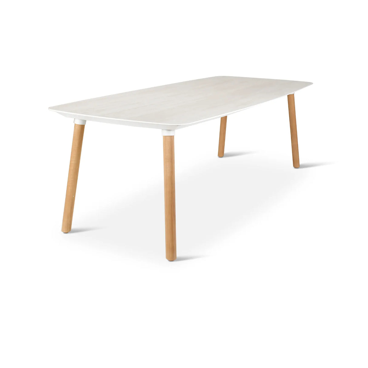 Gartentisch Romeo aus Teakholz und gesinterter Travertinstein in grau, 240x100x76 cm - ZEN ZONE Furniture