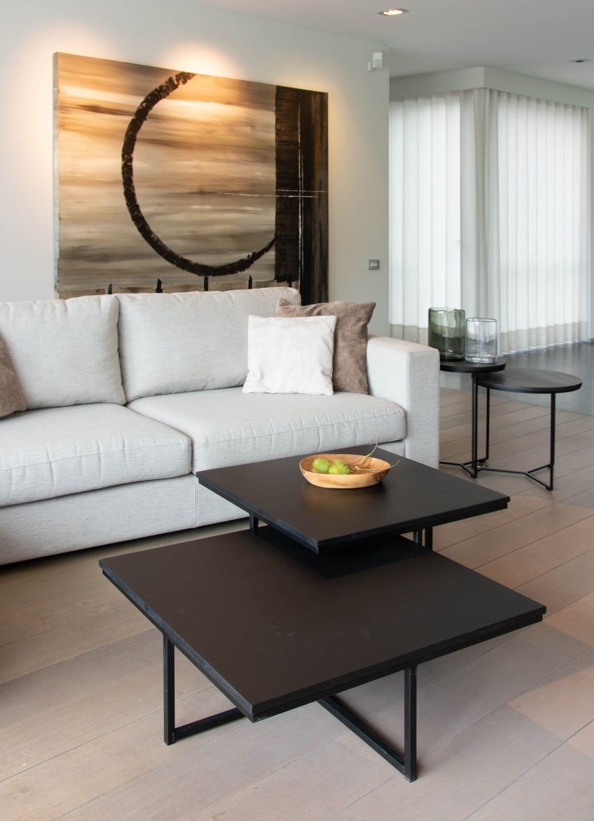 Couchtisch TYGO 70x70, schwarzes Metallgestell - ZEN ZONE Furniture