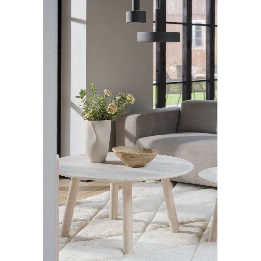 TARANSAY Couchtisch Beige/weiß pigmentiert 90x90x45cm - ZEN ZONE