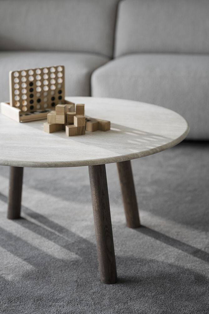 TARANSAY Couchtisch Rund Beige/braun 90x90x45cm - ZEN ZONE Furniture