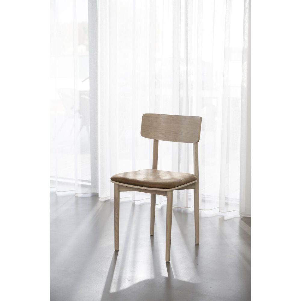 WOLCOTT Esszimmerstuhl Weiß pigmentiert/braun 45x49x84cm - ZEN ZONE