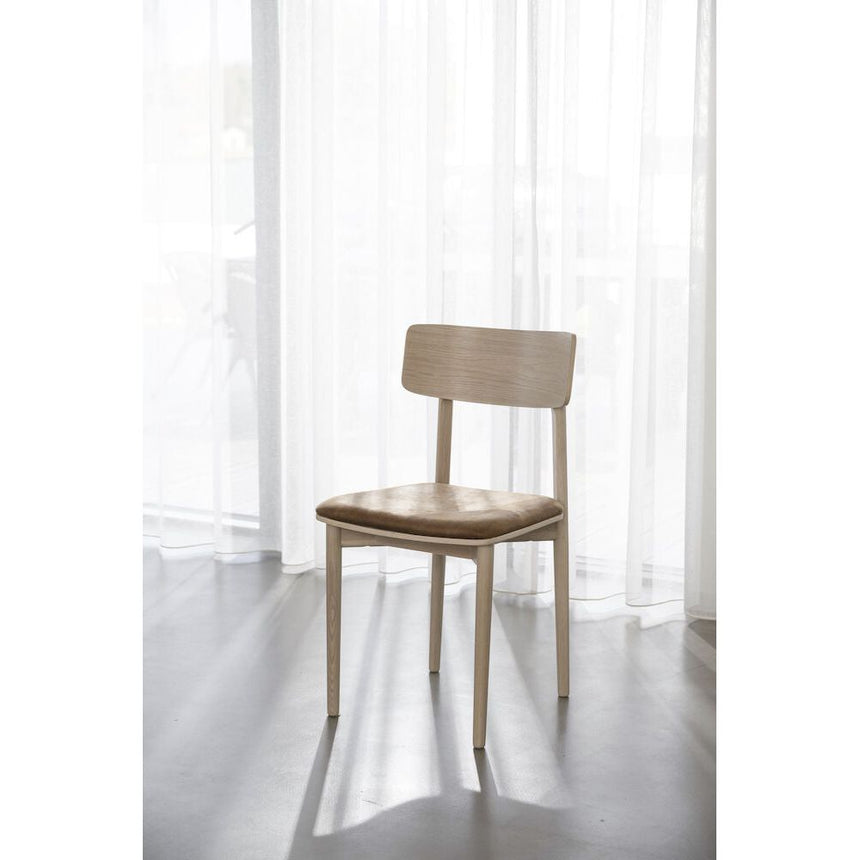 WOLCOTT Esszimmerstuhl Weiß pigmentiert/braun 45x49x84cm - ZEN ZONE