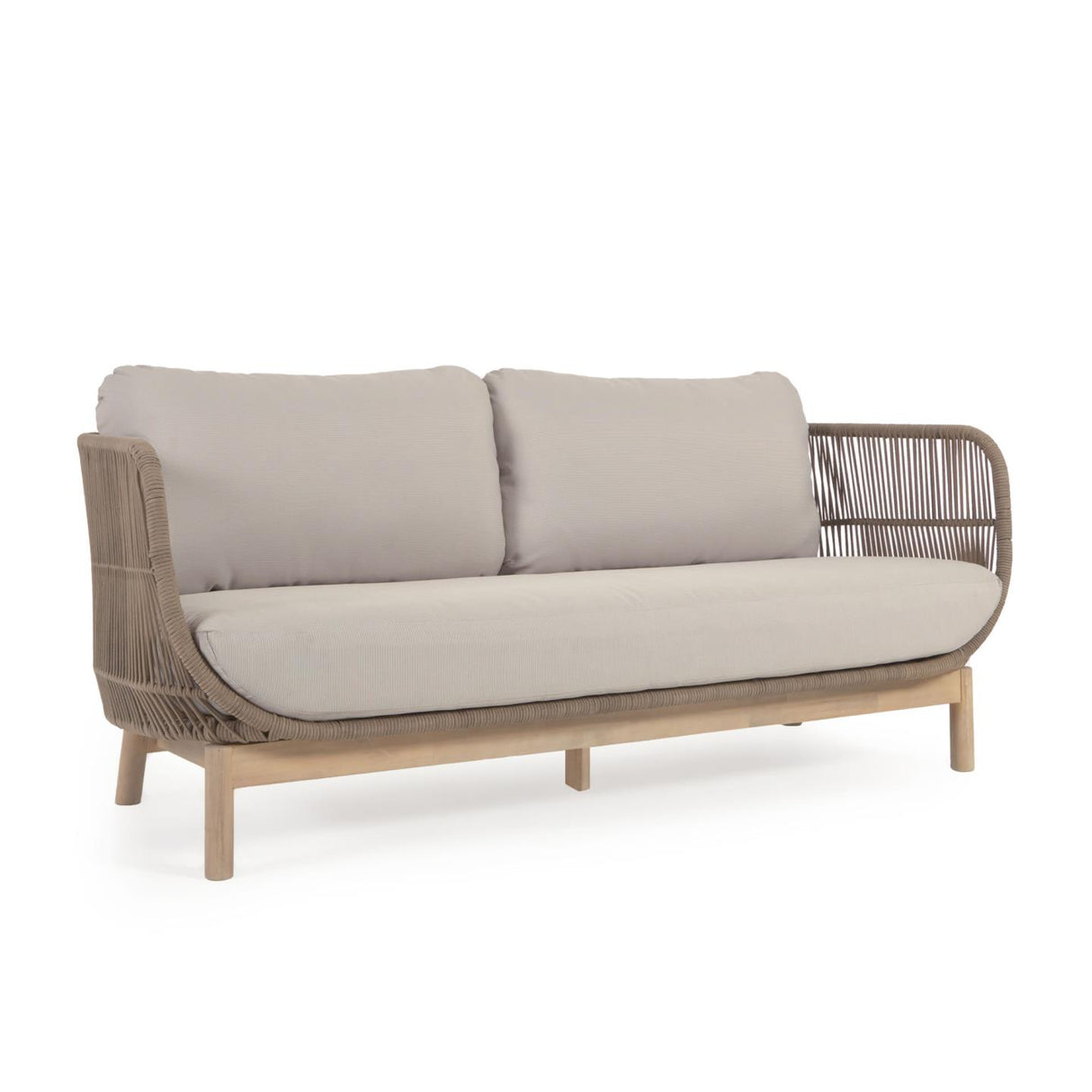 Catalina 3-Sitzer Sofa aus beigem Seil und massivem Akazienholz 170 cm 100% FSC - ZEN ZONE Furniture