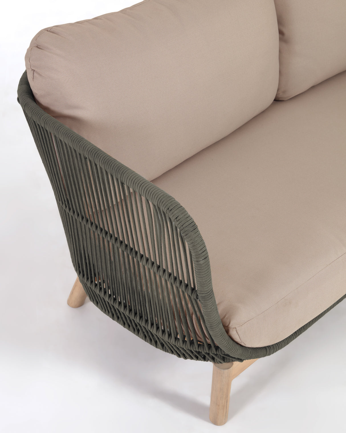 Catalina 3-Sitzer Sofa aus grünem Seil und massivem Akazienholz 170 cm 100% FSC - ZEN ZONE Furniture