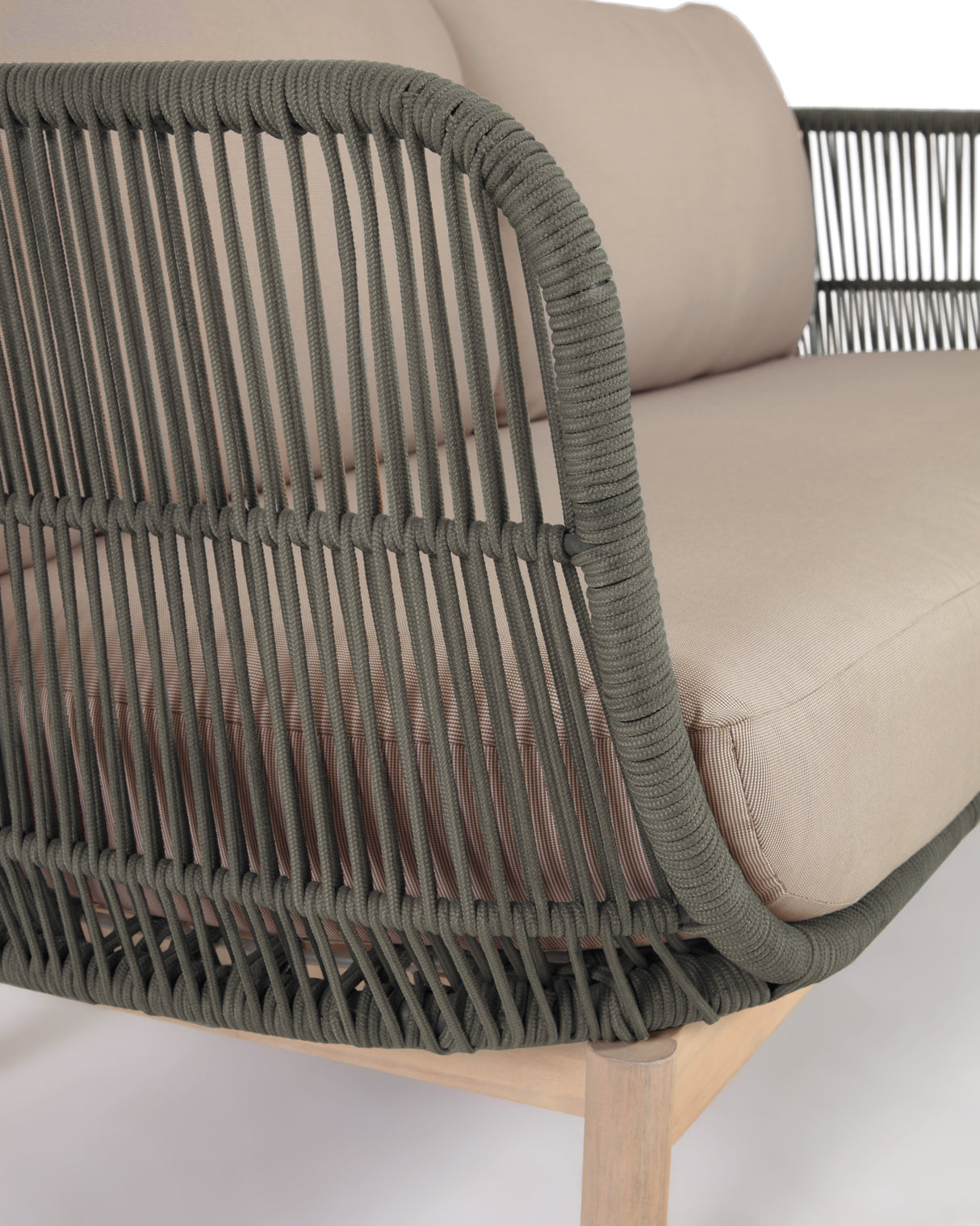 Catalina 3-Sitzer Sofa aus grünem Seil und massivem Akazienholz 170 cm 100% FSC - ZEN ZONE Furniture