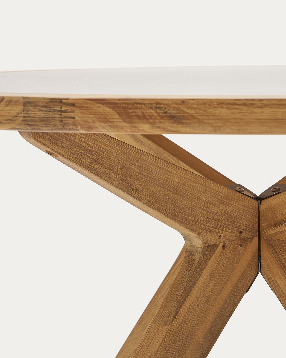 Julieta runder Tisch aus beigem Polyzement und massivem Akazienholz Ø 120 cm FSC 100% - ZEN ZONE Furniture