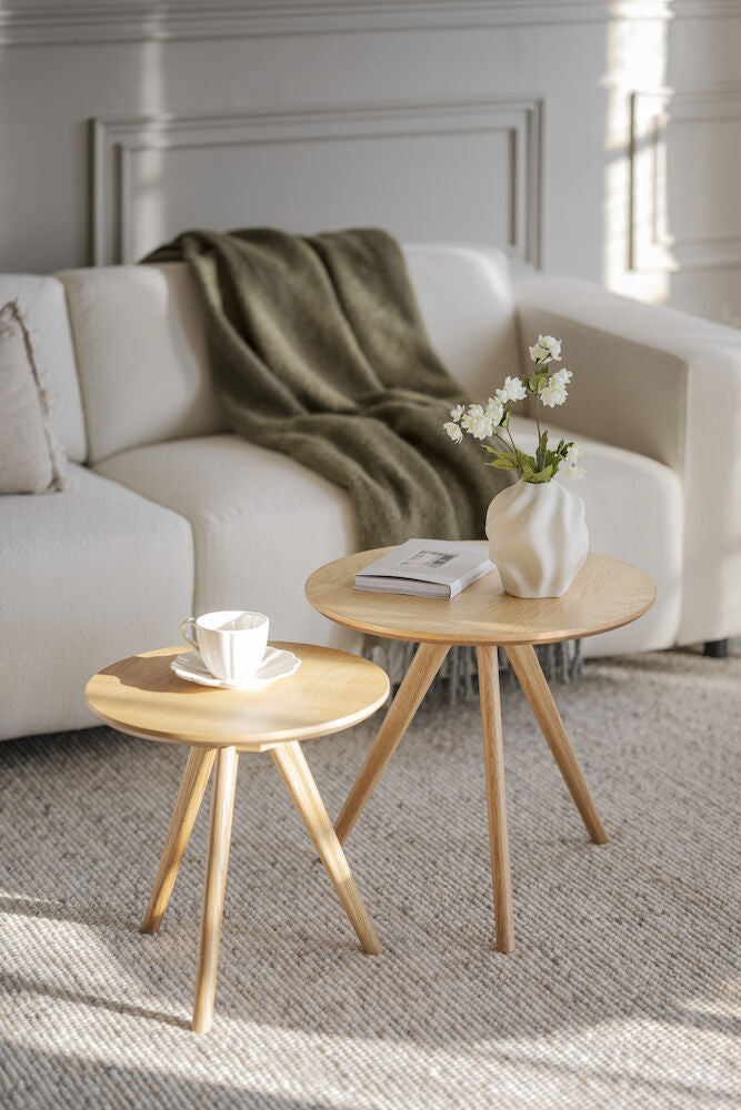 YUMI Couchtisch 2er-Set Rund Eiche 50x50x45cm - ZEN ZONE Furniture