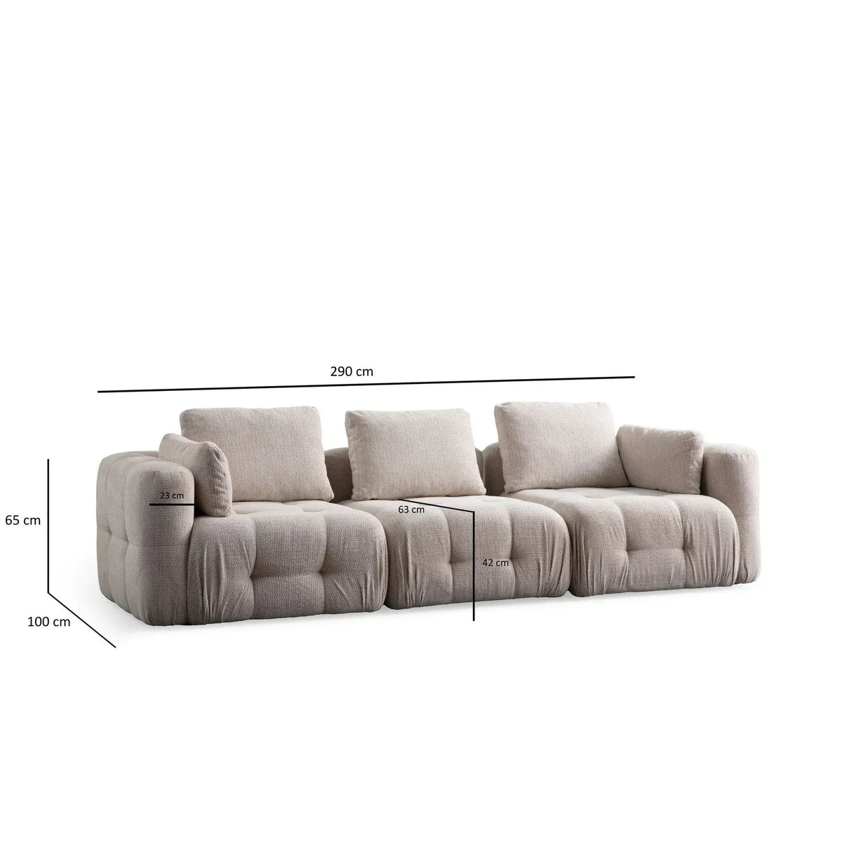 Amaris 3-Sitzer Sofa, 290x100 cm - ZEN ZONE Furniture