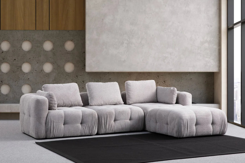 Amaris 3-Sitzer Sofa mit Pouf, in Hellgrau, 290x200 cm von Atelier Del Sofa – Bild 1