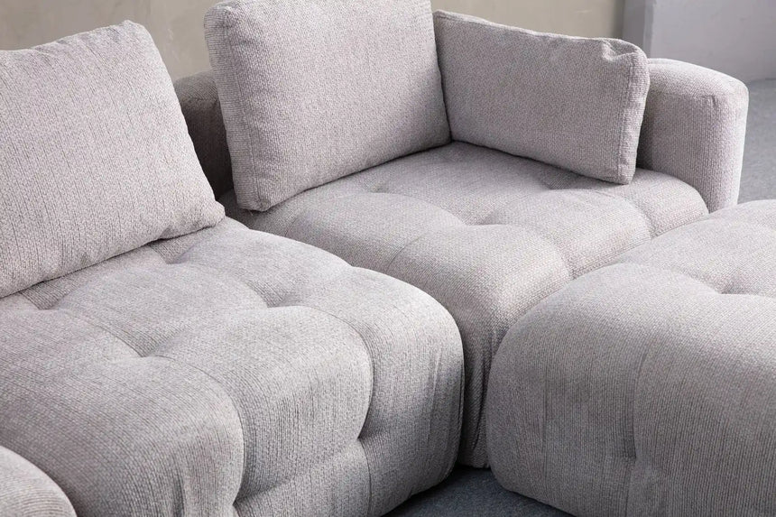 Amaris 3-Sitzer Sofa mit Pouf, in Hellgrau, 290x200 cm von Atelier Del Sofa – Bild 4